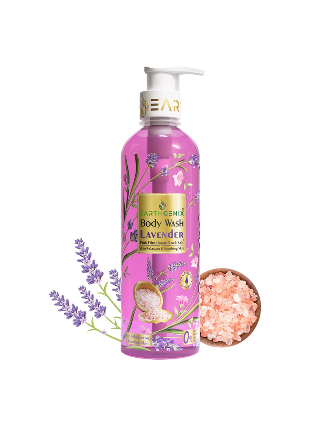 

Earthgenix Body Wash Lavender & Pink Himalayan Rock Salt With Free Loofah -1000 ml, Purple