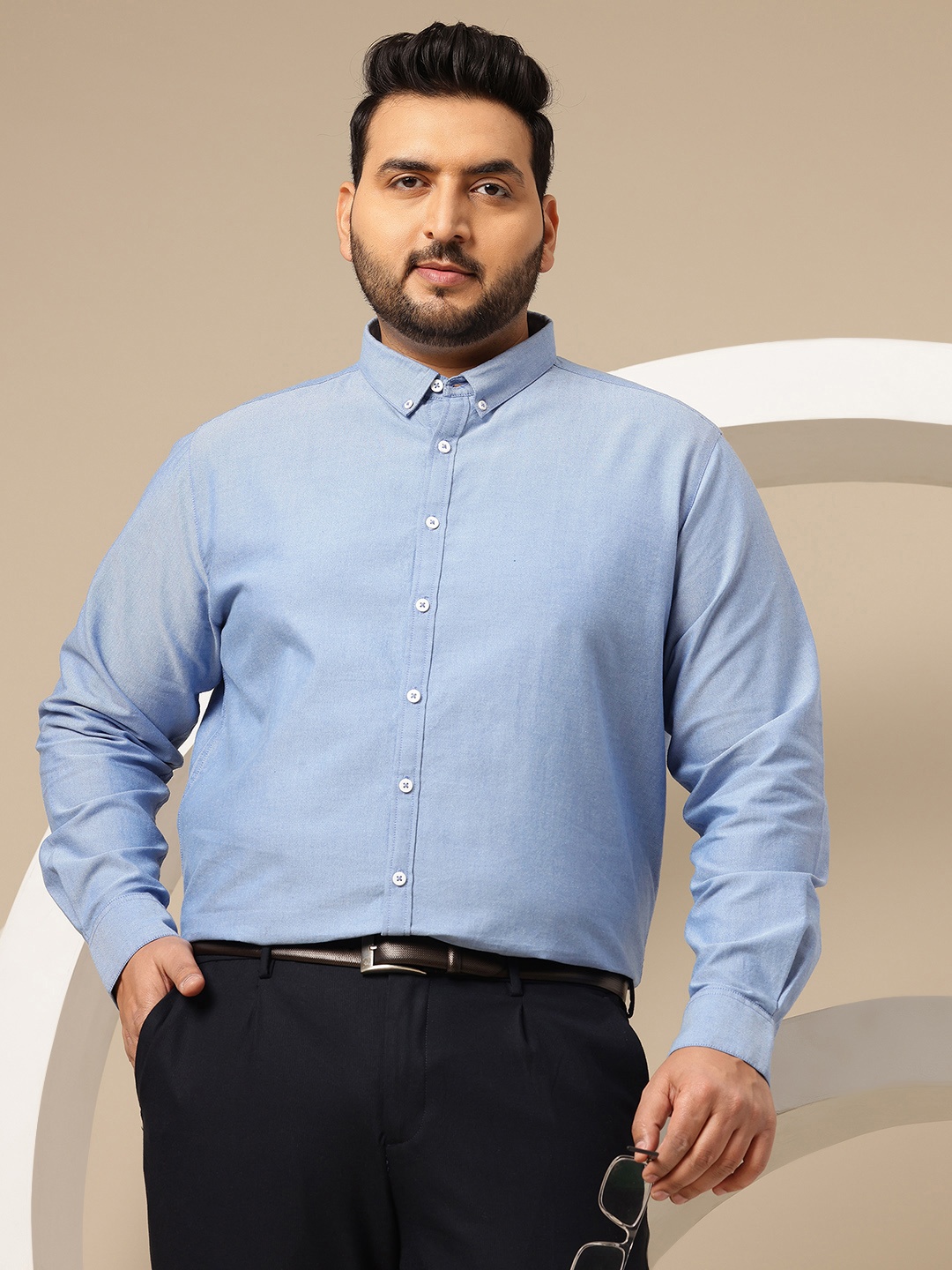 

Sztori Men Plus Size Smart Pure Cotton Formal Shirt, Blue