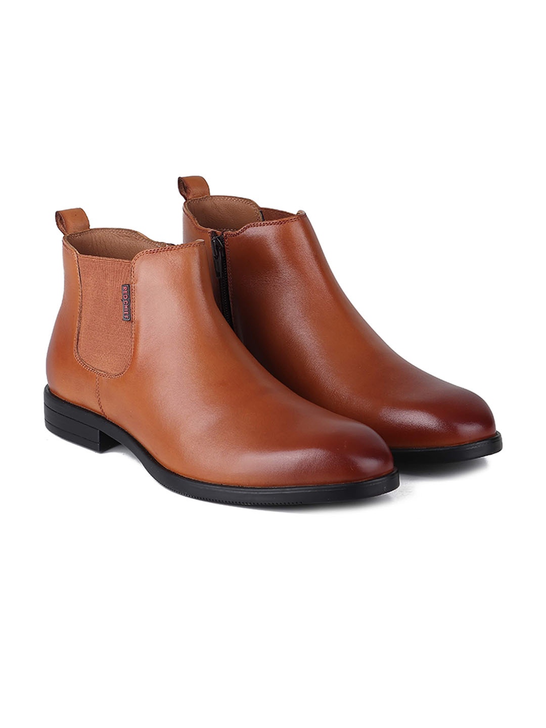 

Red Chief Men Leather Mid-Top Chelsea Boots, Tan