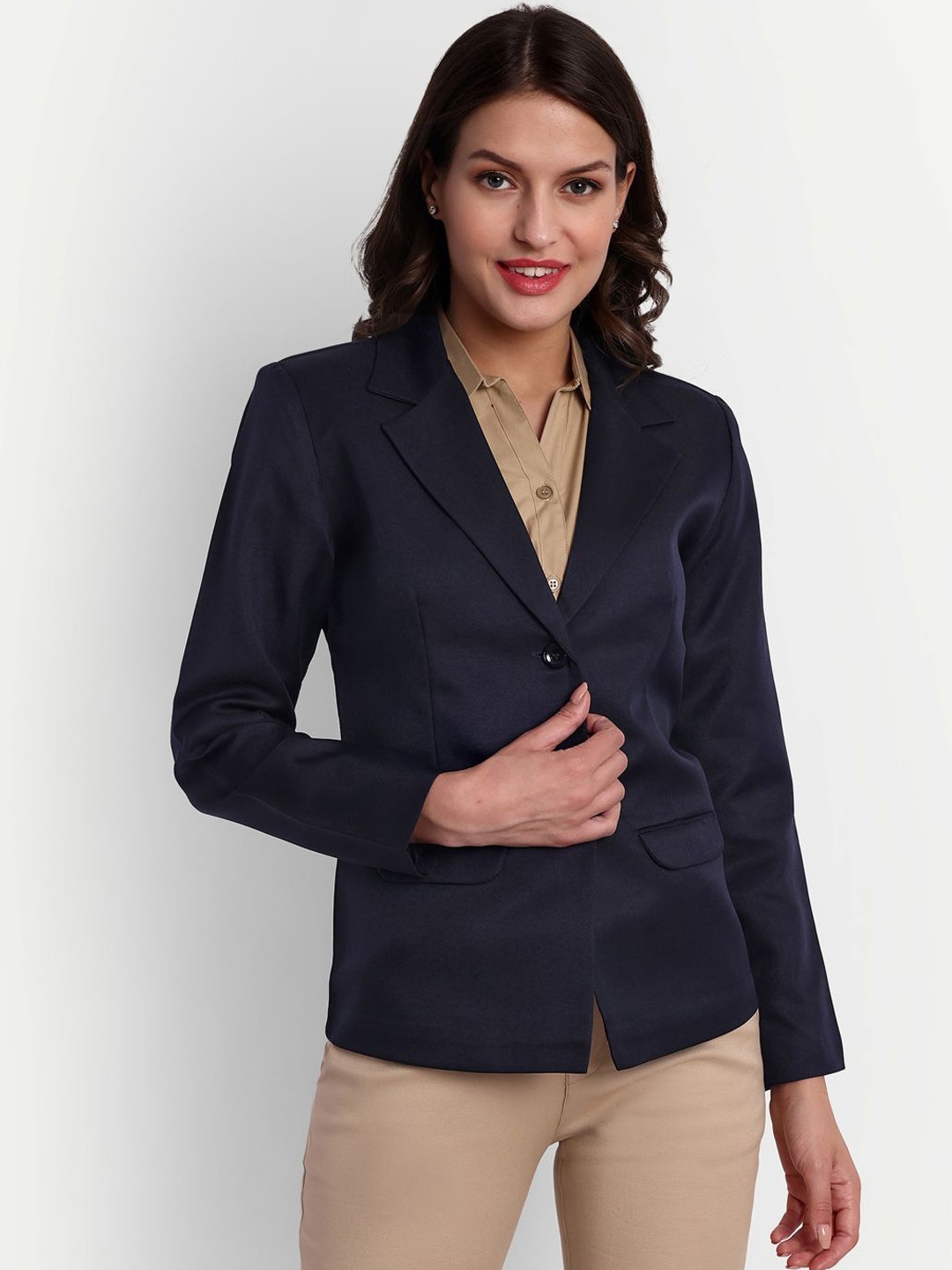 

Blue Ronin Notched Lapel Single Breasted Cotton Formal Blazer, Navy blue