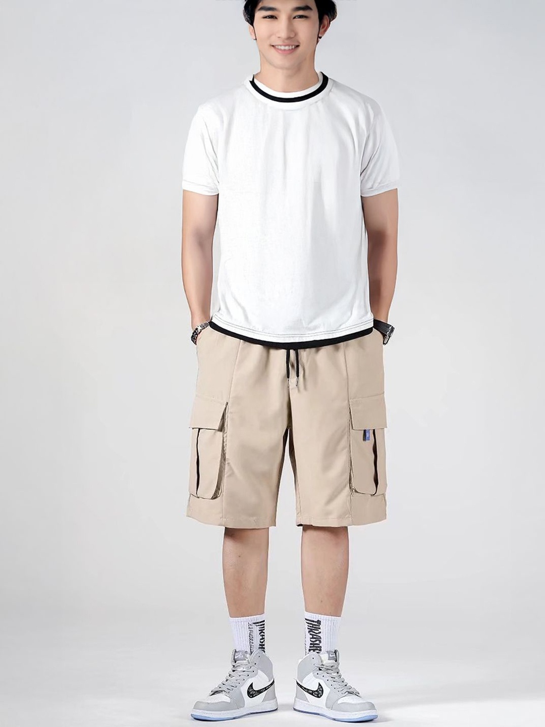 

StyleCast Men Loose Fit Cargo Shorts, Khaki