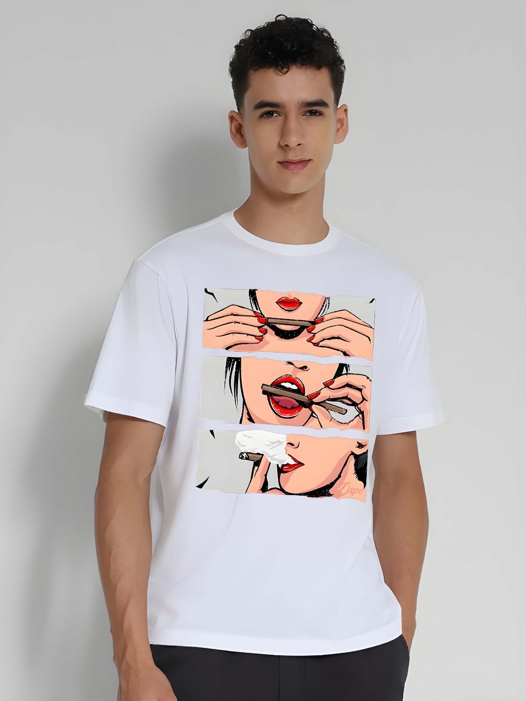 

KAIDO Men Graphic Printed Pure Cotton T-shirt, White