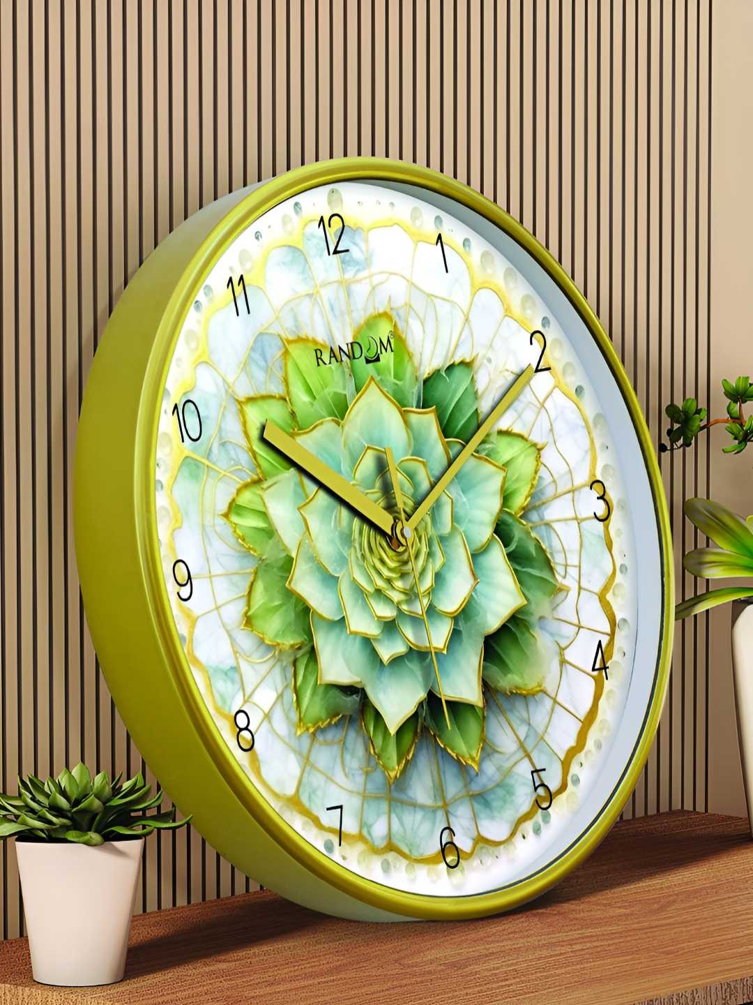 

RANDOM Gold-Toned Floral Printed 12" Sweep Silent Non-Ticking Contemporary Wall Clock