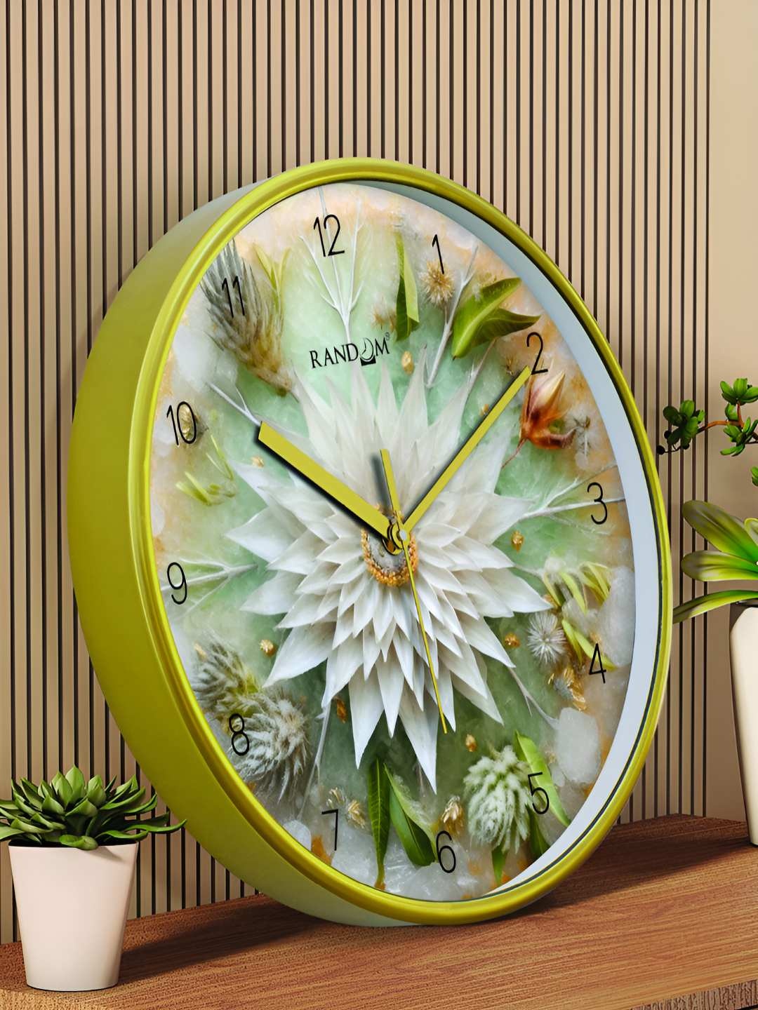 

RANDOM Sweep Silent Green & White Floral Printed Analogue Contemporary Wall Clock