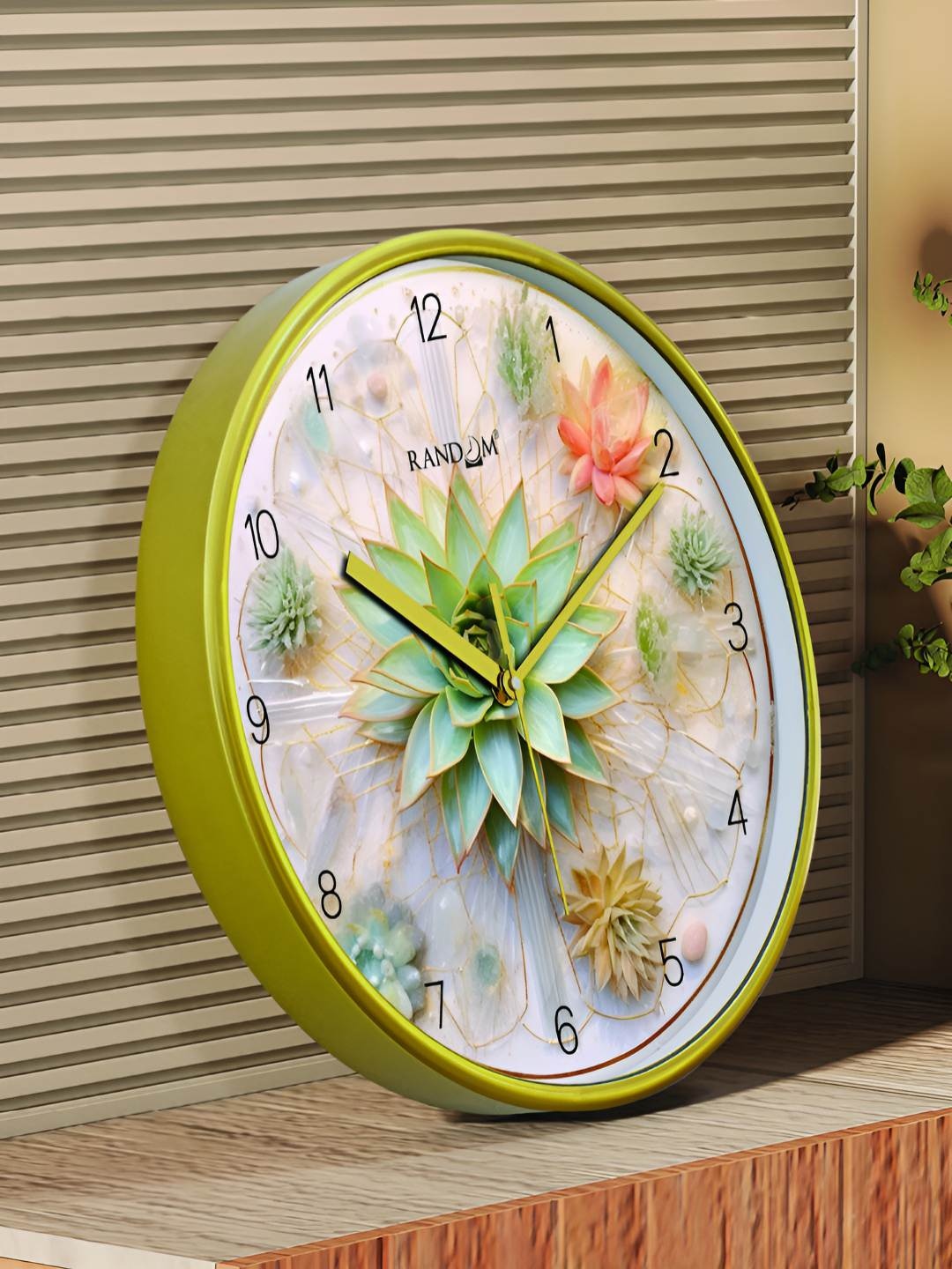 

RANDOM Purple & Green Printed Contemporary Wall Clock