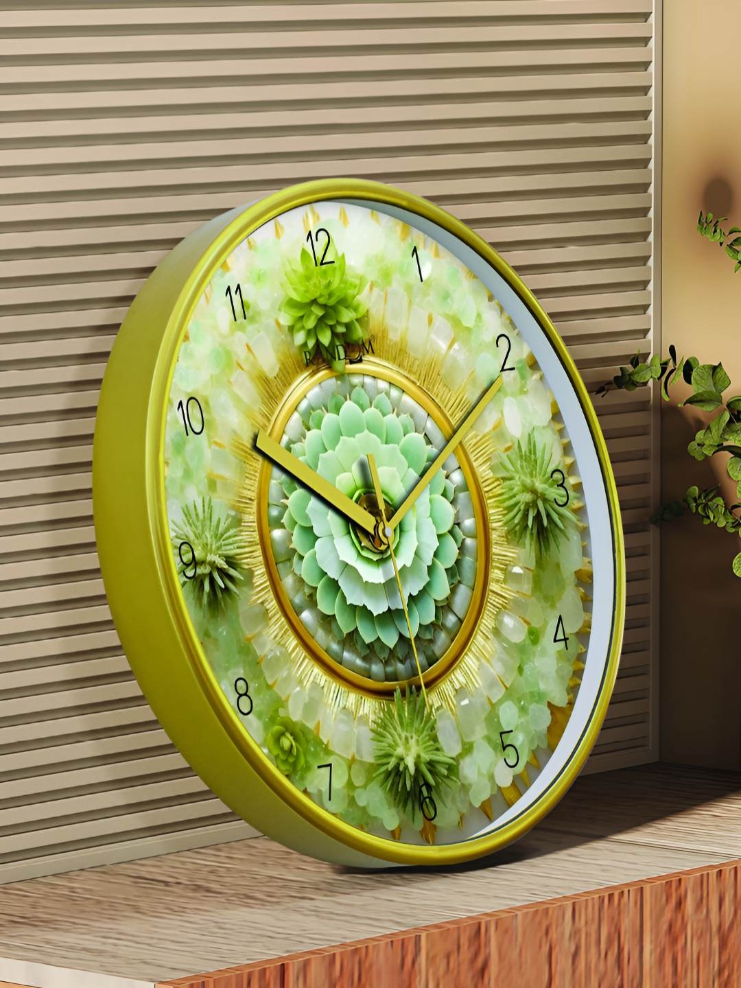 

RANDOM Green & White Printed Contemporary Wall Clock