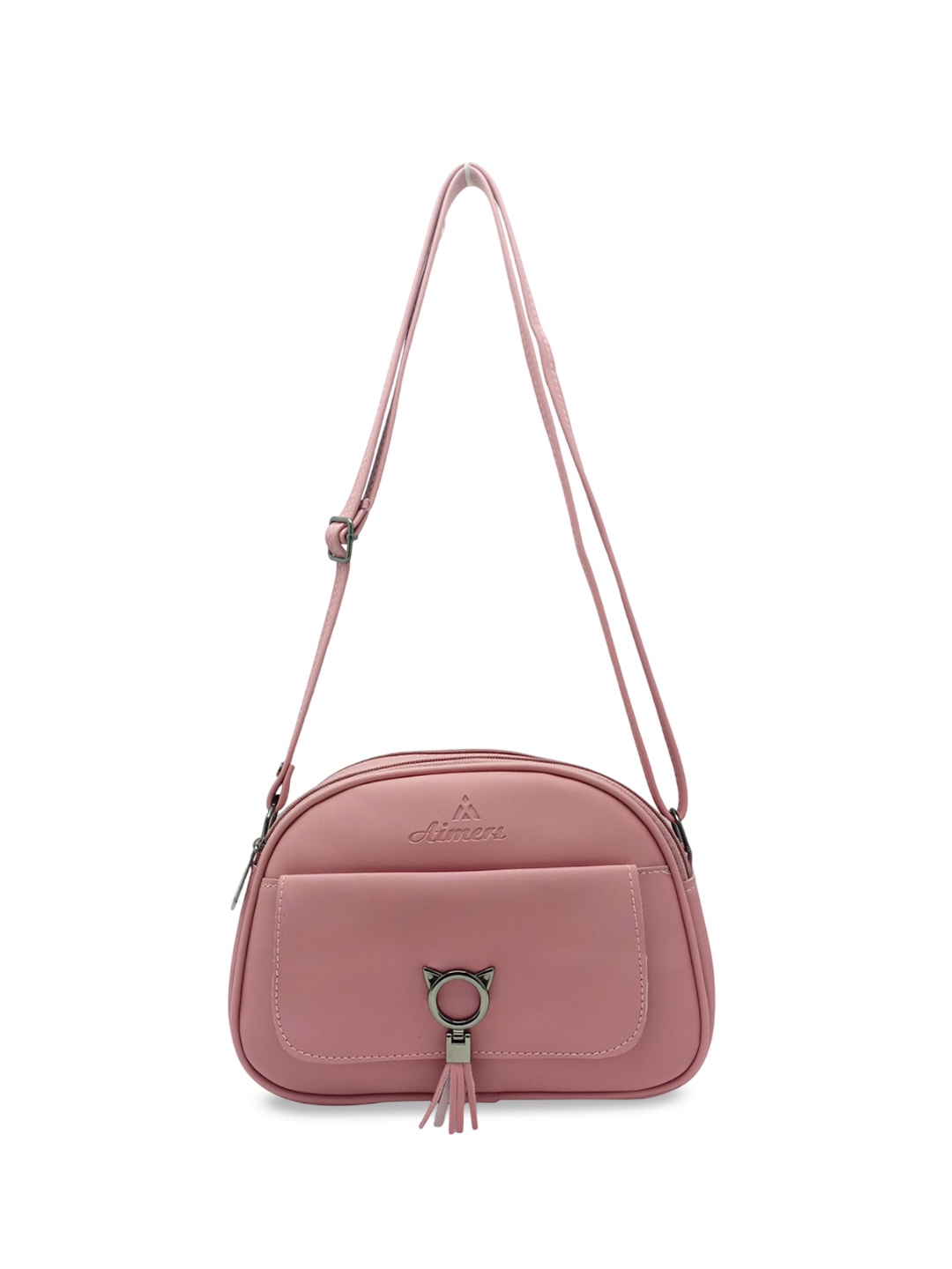 

Esmoda PU Swagger Sling Bag with Tasselled, Pink