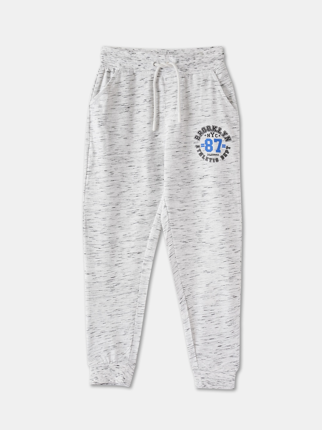 

R&B Boys Printed Mid Rise Joggers, White