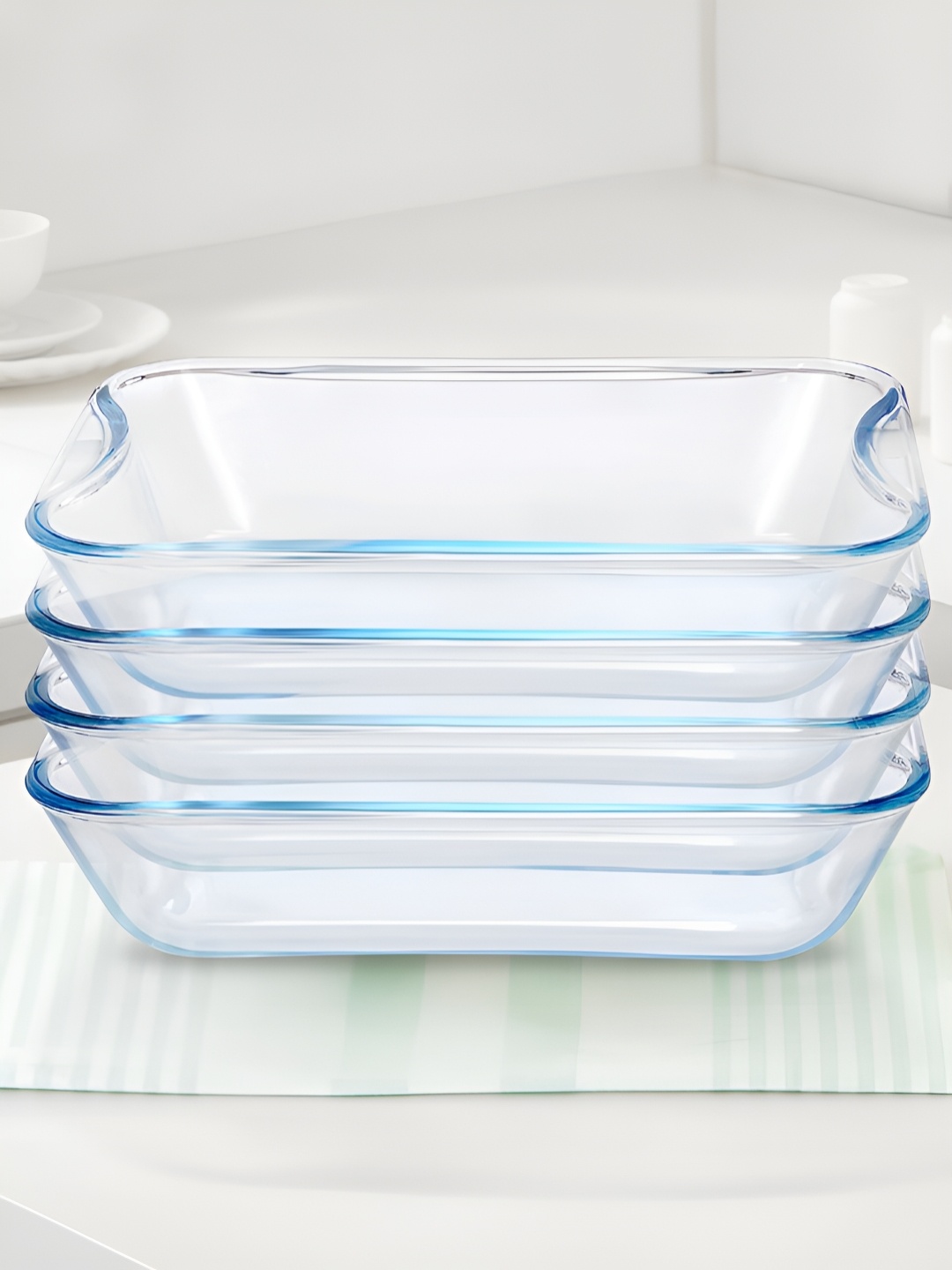 

BOROSIL Transparent 4 Pieces Borosilicate Glass Rectangular Baking Dish 2.5L Each