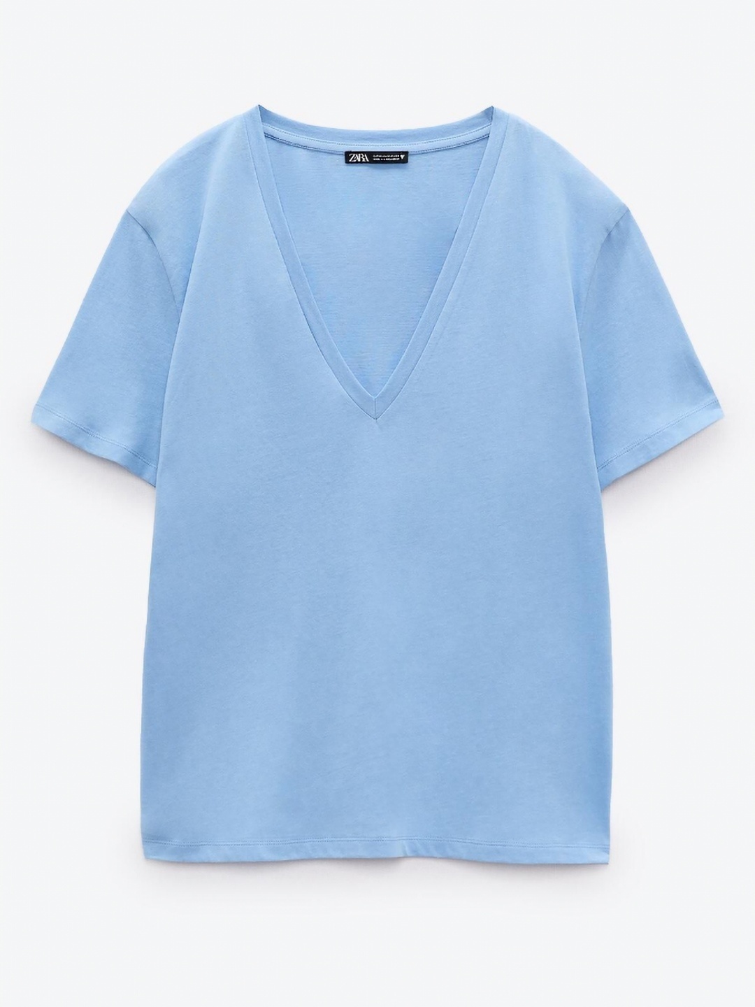 

ZARA Women V-Neck T-shirt, Blue