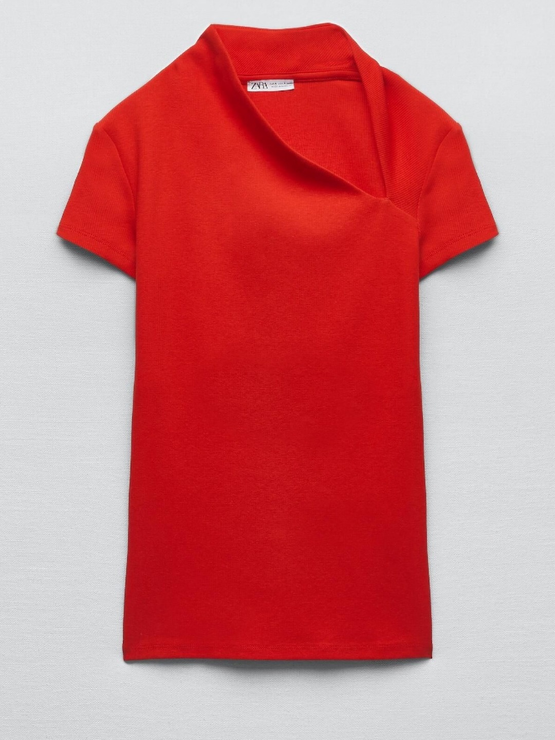 

ZARA Women Polo Collar Pockets T-shirt, Red