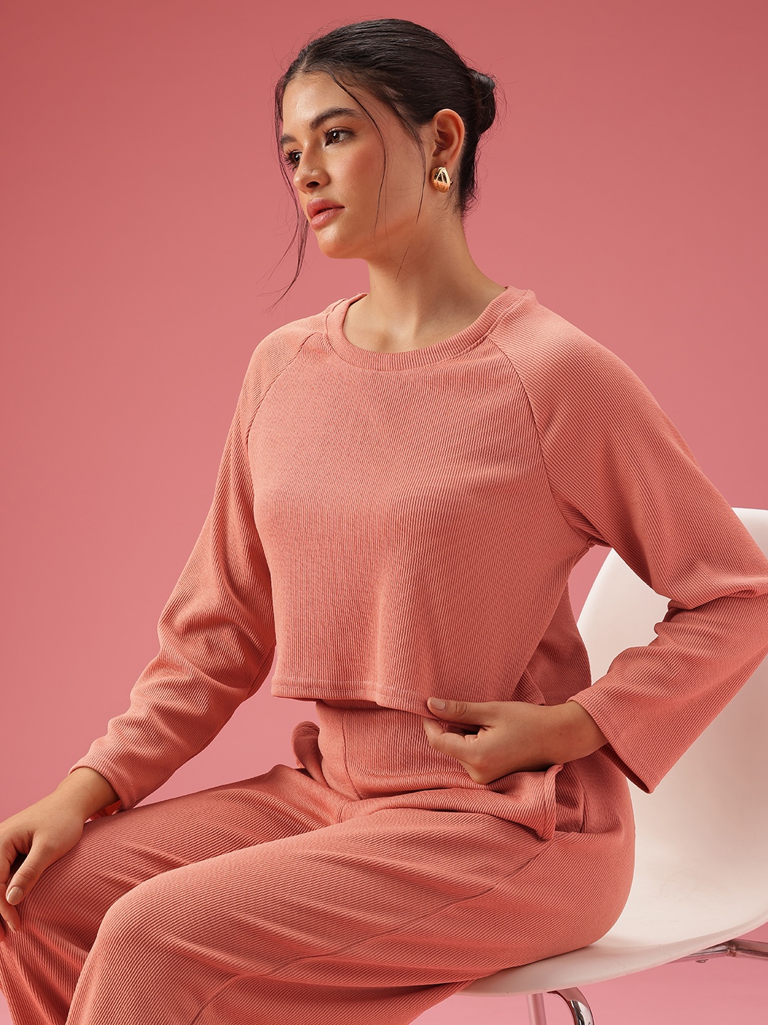 

DressBerry Ribbed T-shirt With Trouser, Peach