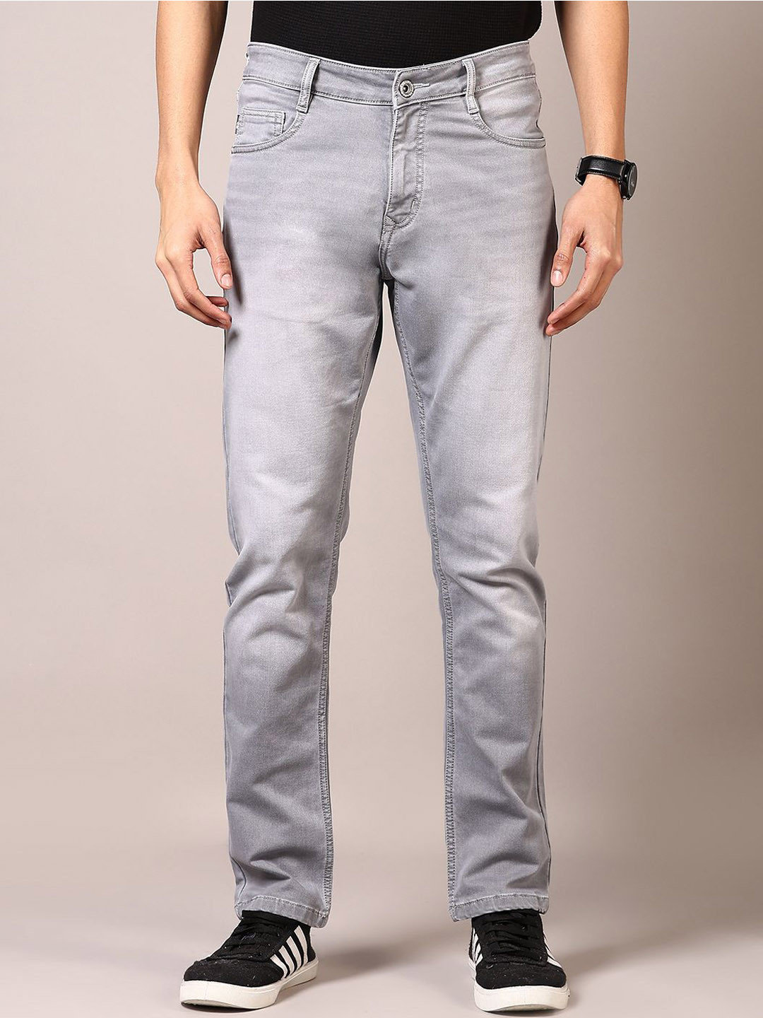 

V-Mart Men Light Fade Cotton Mid-Rise Jeans, Grey