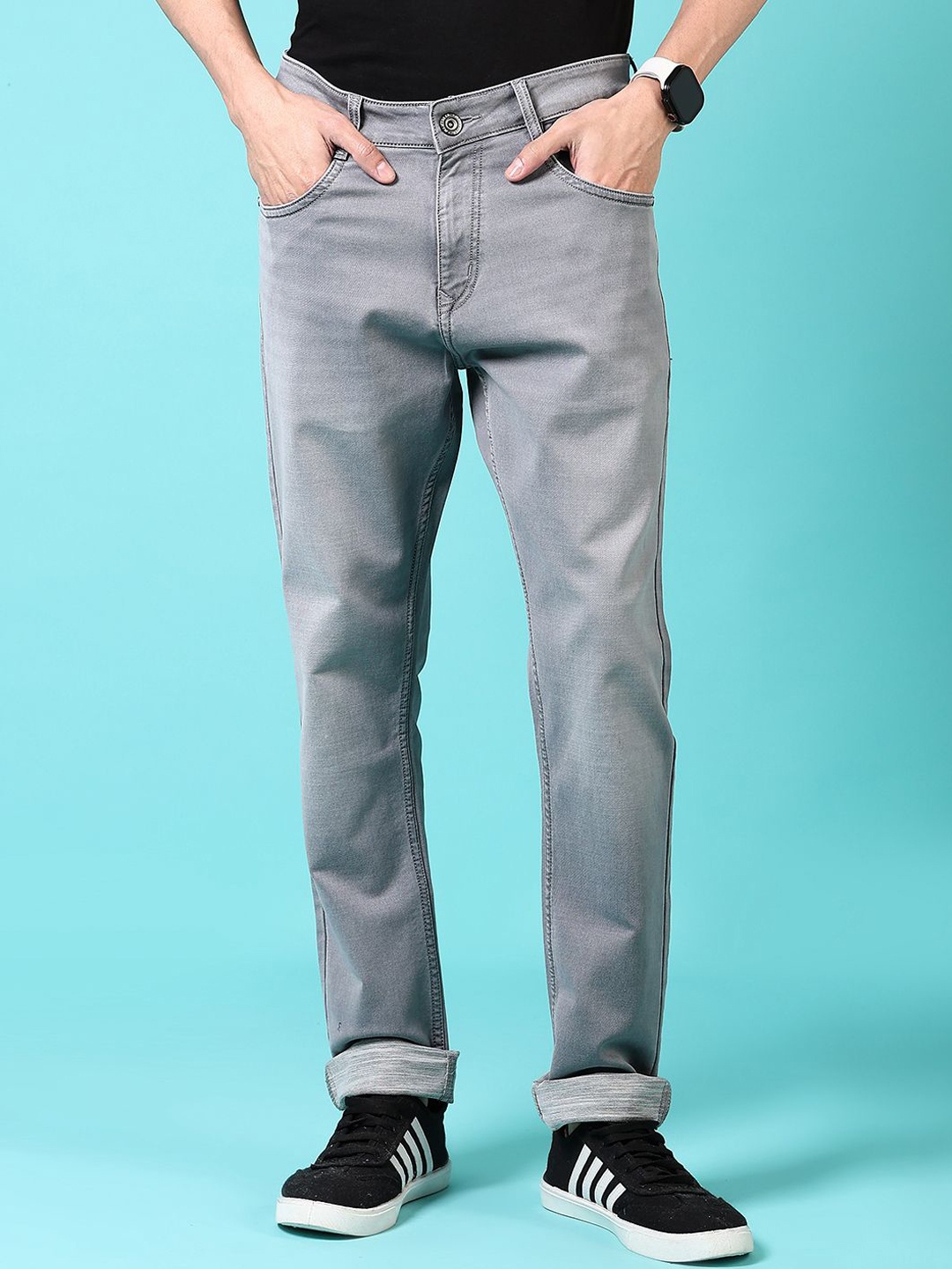 

V-Mart Men Mid-Rise Light Fade Cotton Jeans, Grey
