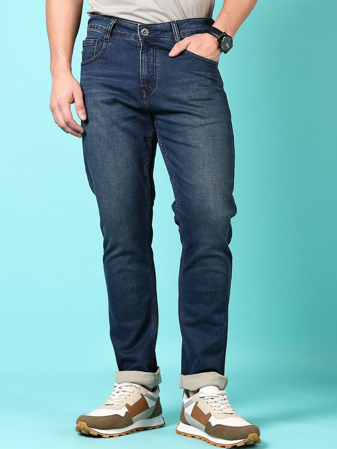 

V-Mart Men Cotton Light Fade Regular Fit Jeans, Blue