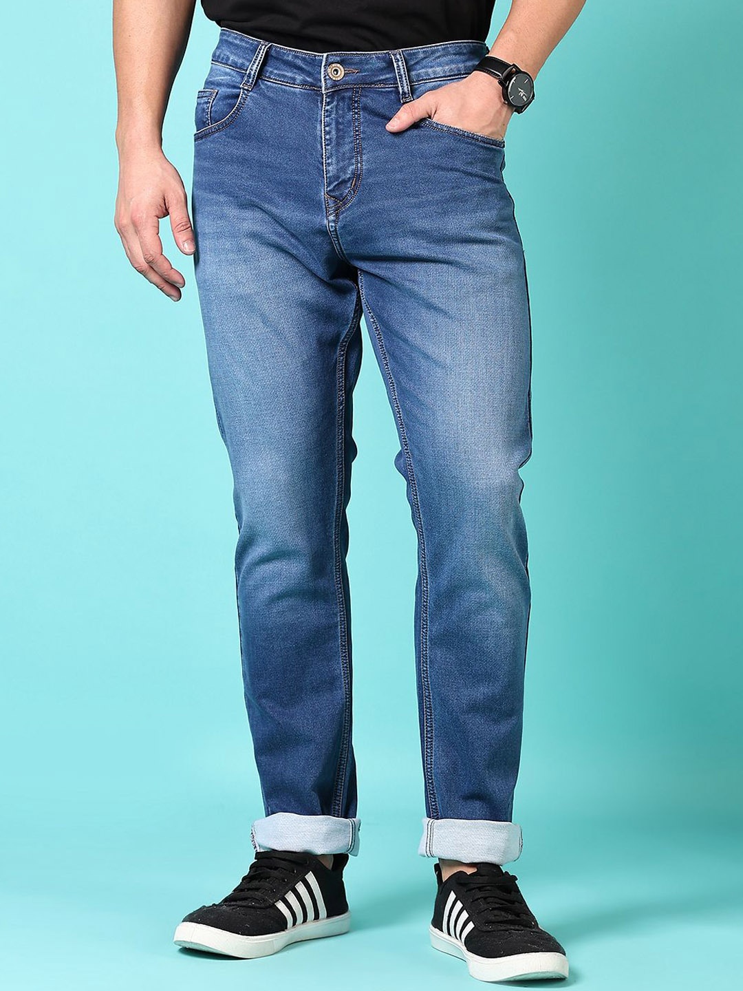 

V-Mart Men Cotton Light Fade Mid-Rise Jeans, Blue