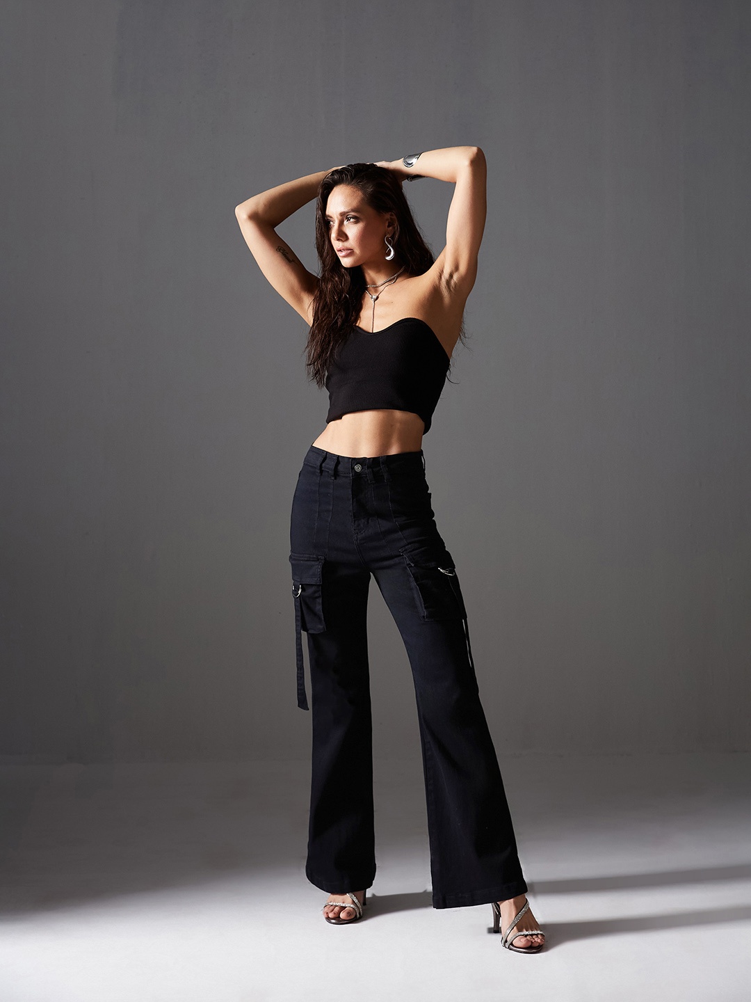 

Miss Chase Women Bootcut High-Rise Stretchable Jeans, Black