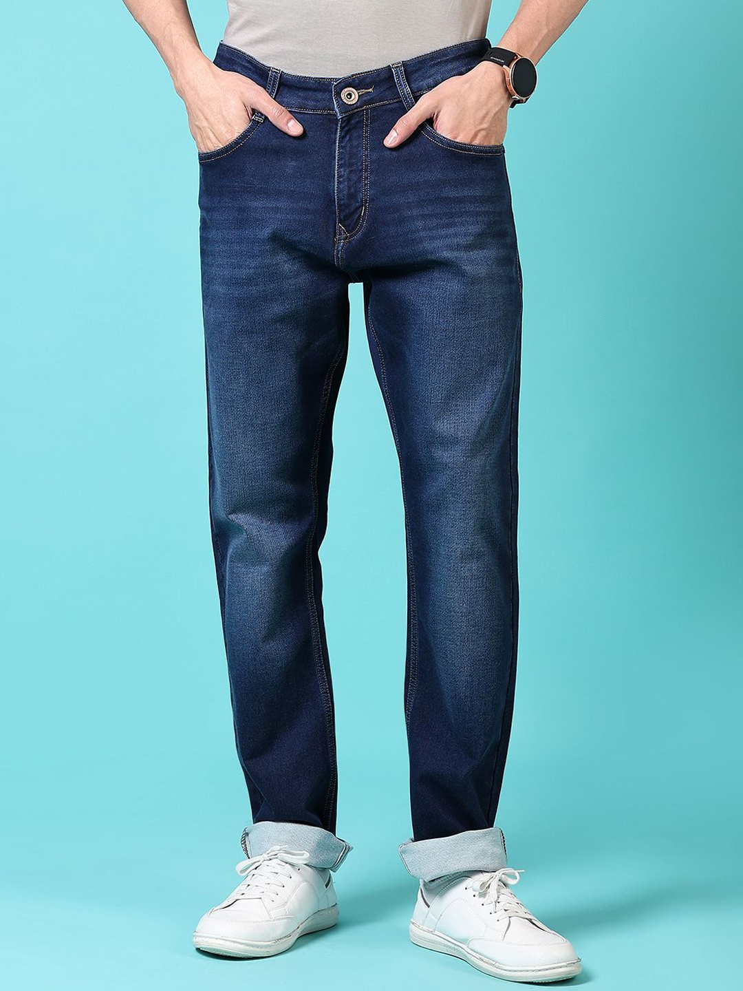 

V-Mart Men Men Regular Fit Mid-Rise Cotton Non Stretchable Jeans, Blue