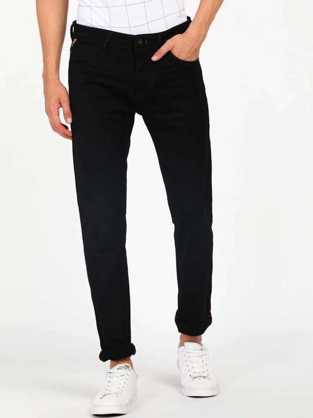 

ComfyStyle Men Straight Fit Mid-Rise Stretchable Jeans, Black