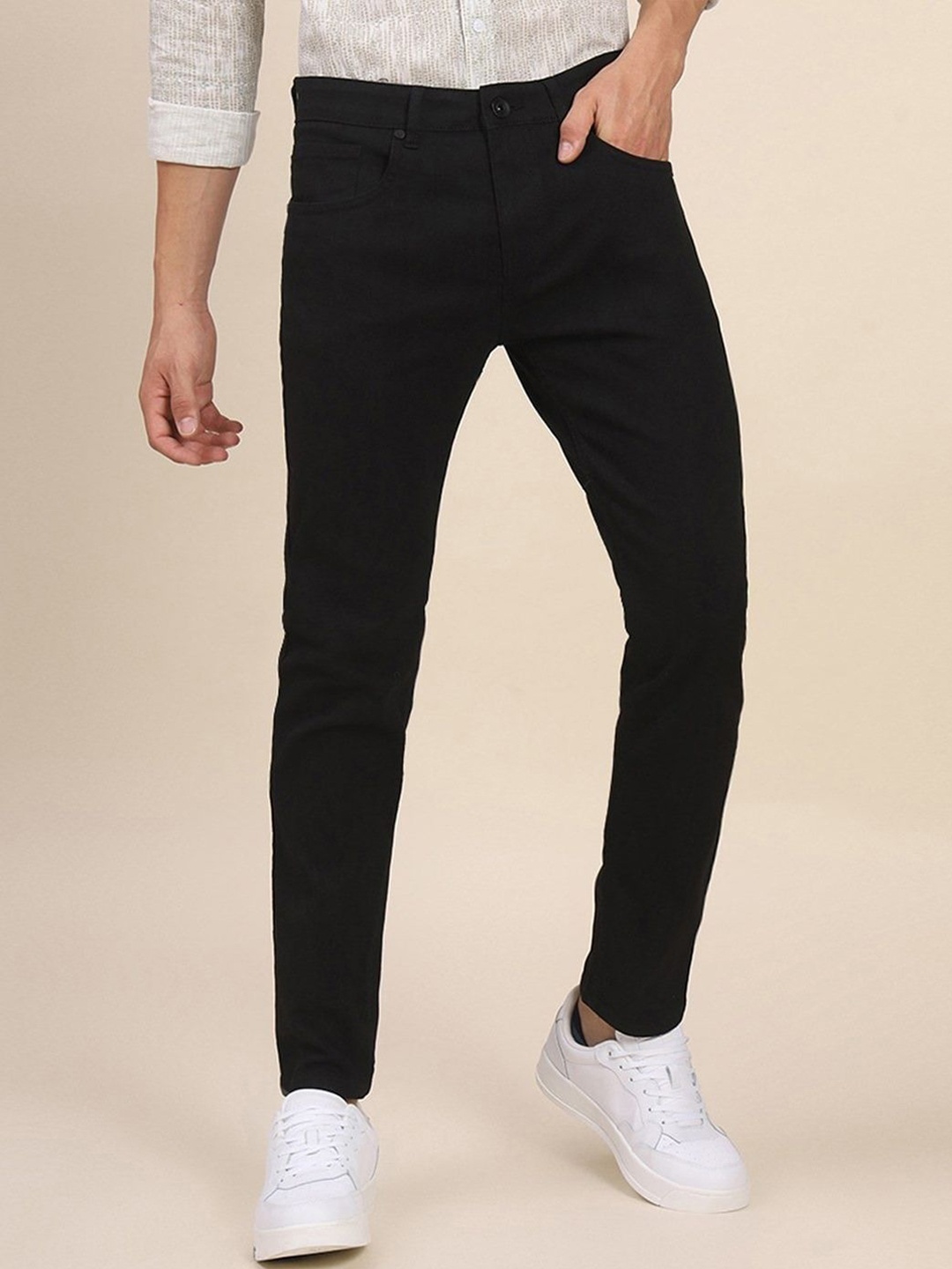 

ComfyStyle Men Regular Fit Mid Rise Stretchable Jeans, Black