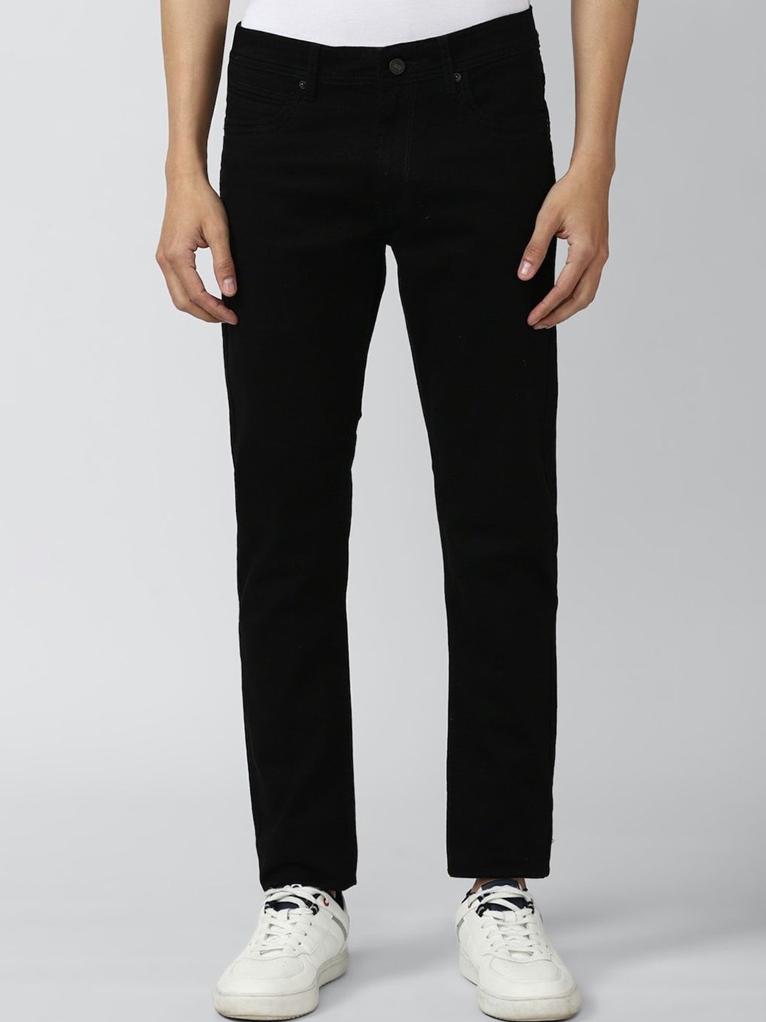 

ComfyStyle Men Straight Fit Mid-Rise Clean Look Jeans, Black