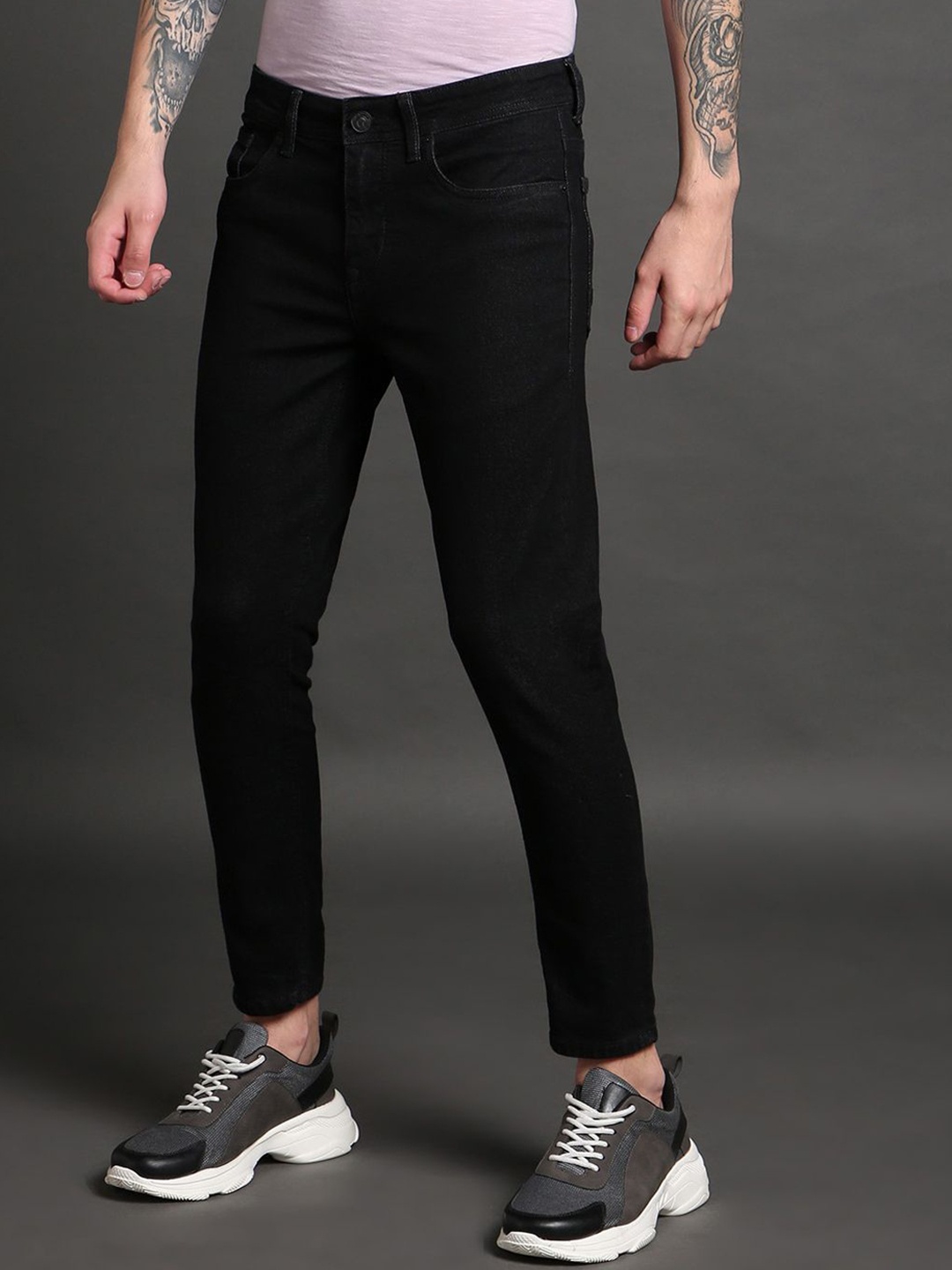 

ComfyStyle Men Straight Fit Mid-Rise Stretchable Jeans, Black