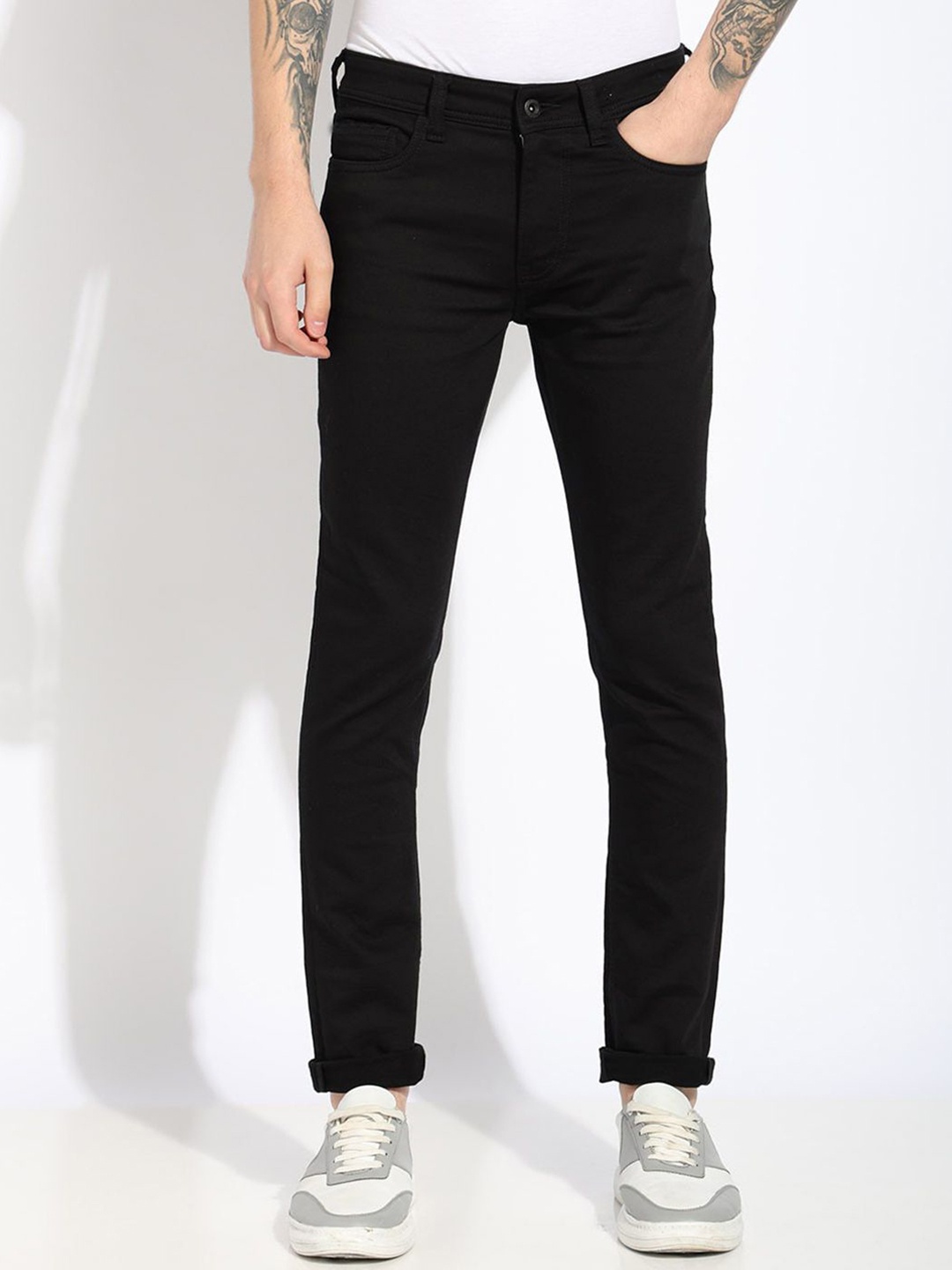 

ComfyStyle Men Regular Fit Mid-Rise Stretchable Jeans, Black