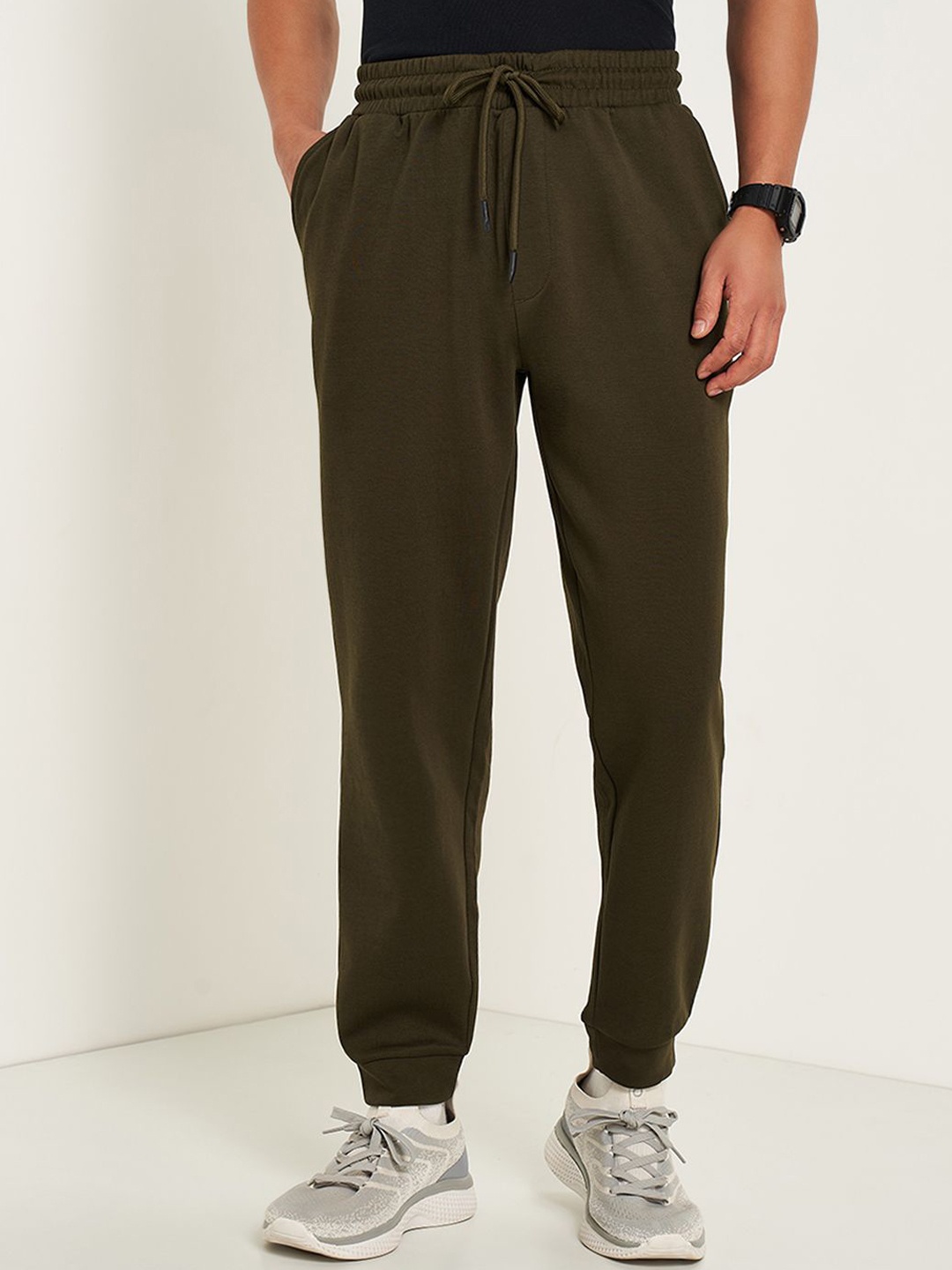 

Ajile by Pantaloons Men Mid-Rise Track Pants, Olive