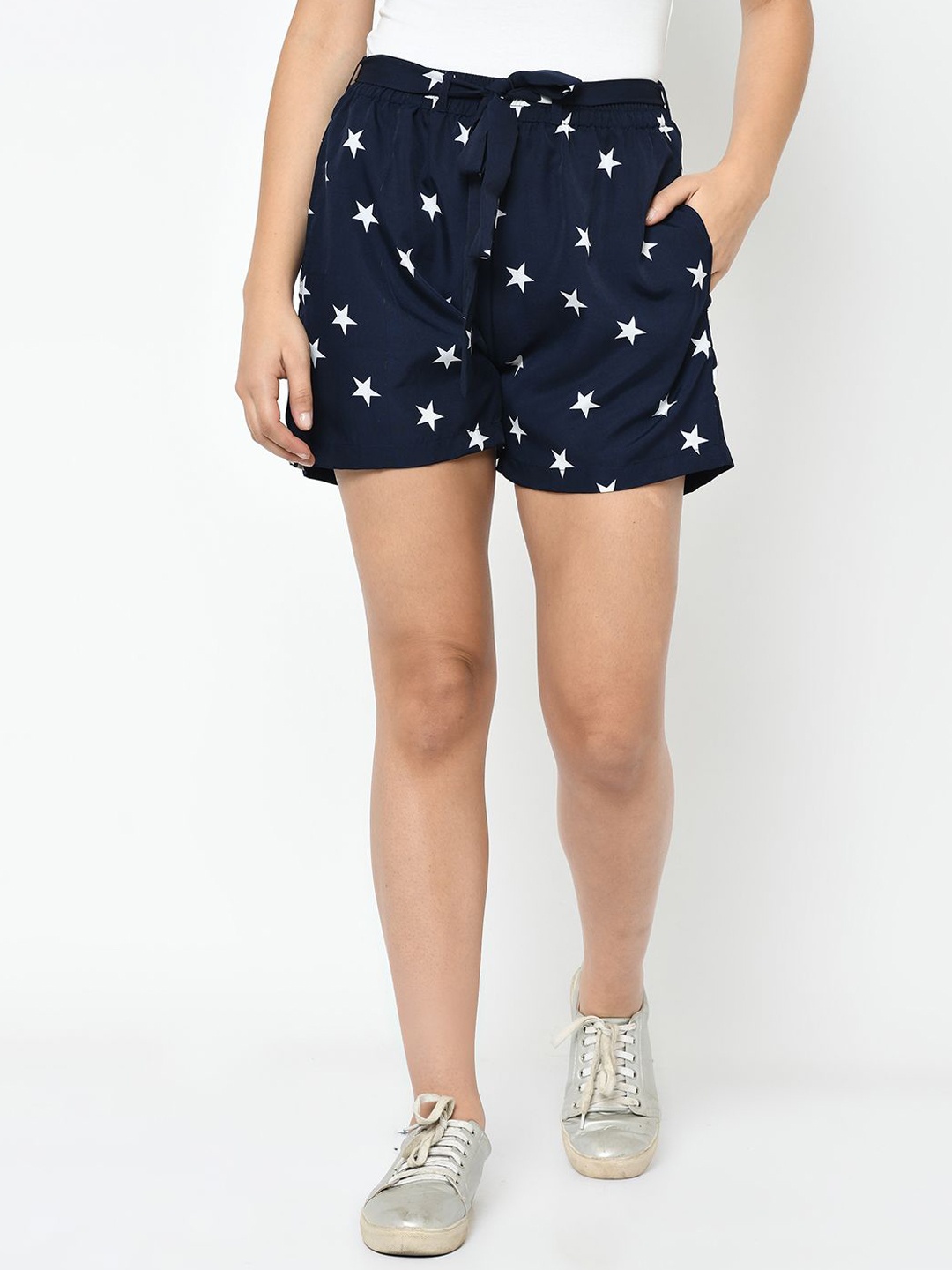 

My Swag Women Floral Printed Yoga Shorts, Blue