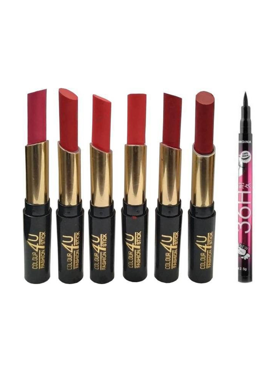 

Lenon Set Of 7 Lipstick & Eyeliner Combo, Black
