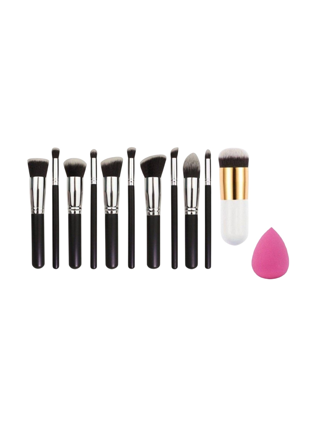 

Lenon Set Of 12 Makeup Brush With Foundation Brush & Sponge, Black