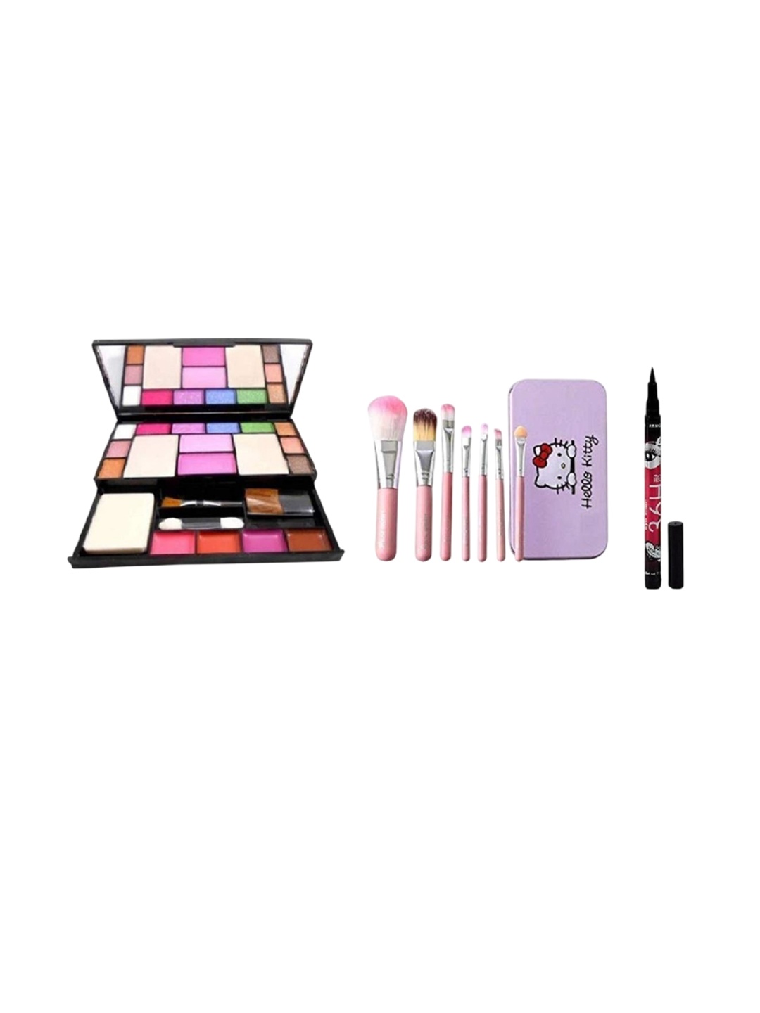 

Lenon Set Of 8 Makeup Kit With Brushes & Eyeliner, Pink
