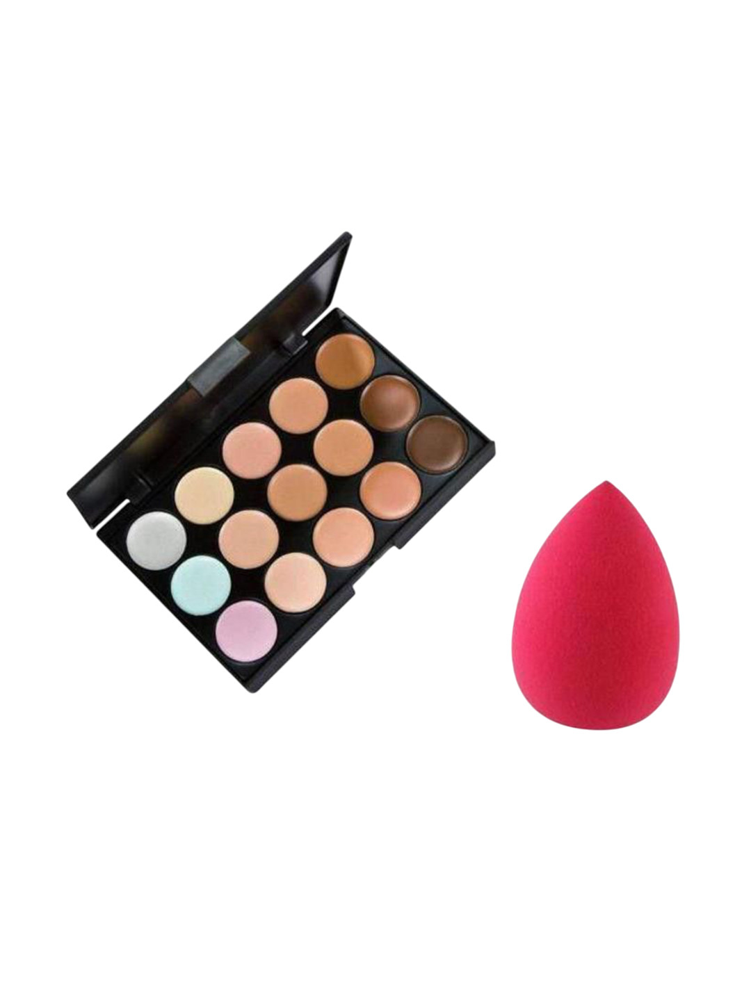 

Lenon Set Of 2 Long Lasting 15 Color Contour Palette With Beauty Blender, Red