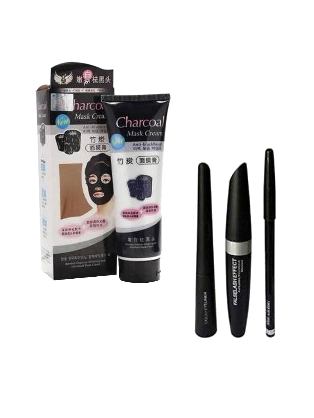 

Lenon Set Of 4 Charcoal Mask Cream - Mascara - Eyebrow Pencil & Eyeliner, Black