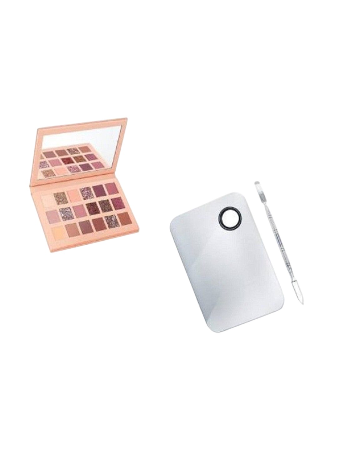 

Lenon Set Of 3 Long Lasting 18 Color Eyeshadow Palette With Square Makeup Mixing Palette, Beige
