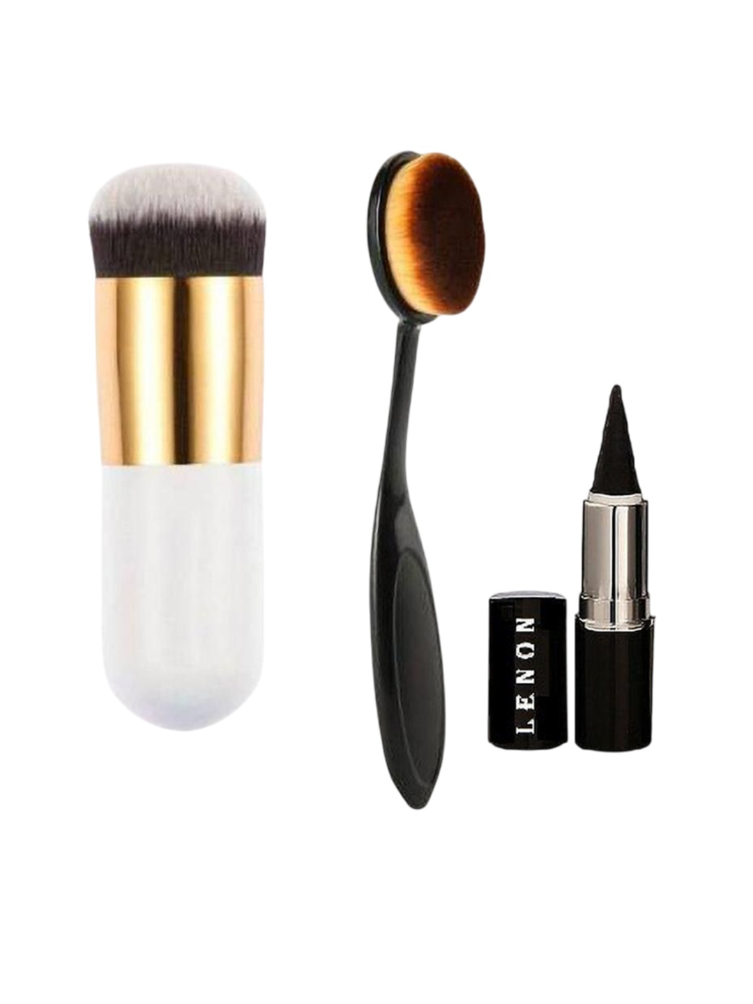 

Lenon Set Of 3 Foundation Brush With Oval Face Brush & Kajal - Black