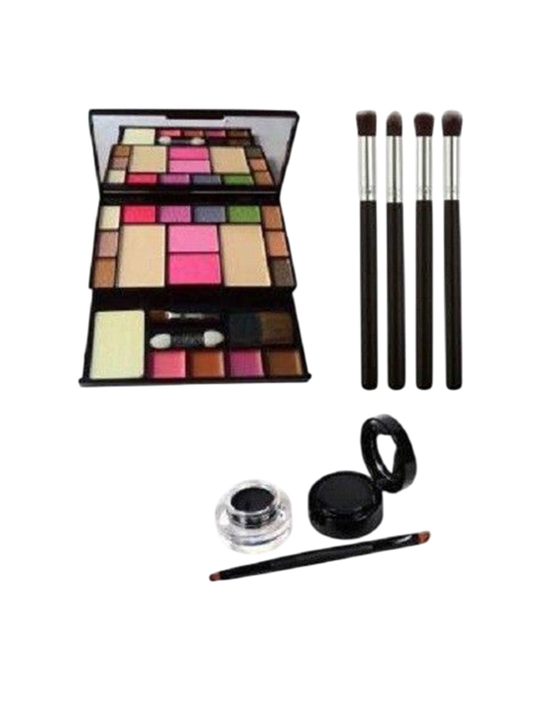 

Lenon Set Of 7 Makeup Kit- 300g With Makeup Brushes & Gel Eyeliner- Nude- Black