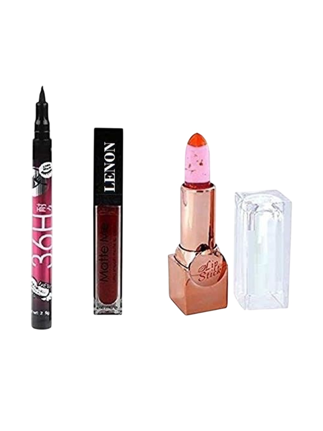 

Lenon Set Of 3 Matte Me Lipstick- 36Hr Waterproof Eyeliner & Color Changing Lipstick, Black