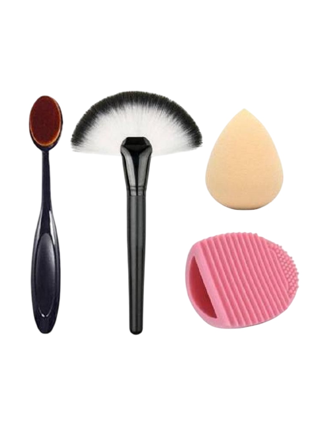 

Lenon Set Of 4 Brushes & Sponge Puff, Pink