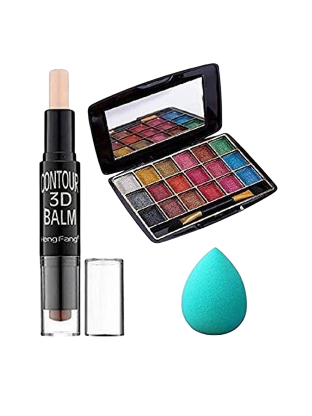 

Lenon Set Of 3 3D Contour With Eyeshadow Palette & Puff, Pink