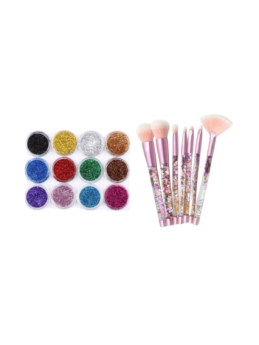 

Lenon Set Of 19 Glitter Eyeshadows With Makeup Brushes, Red