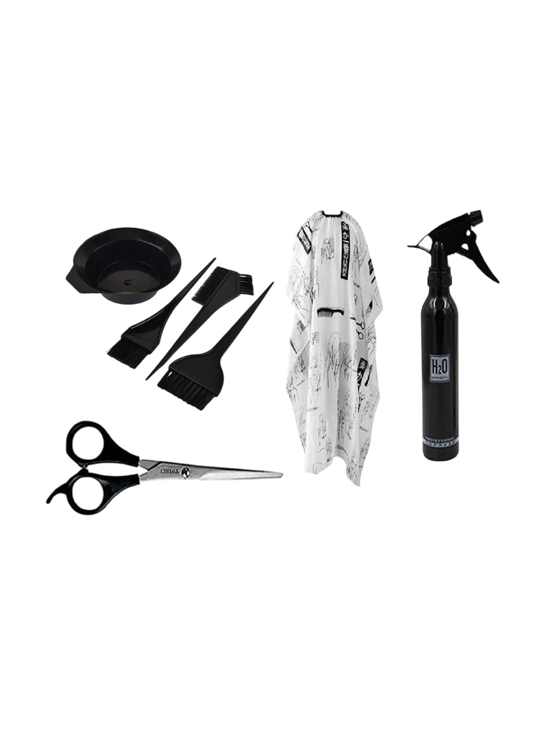 

Lenon Set Of 7 Spray Bottle, Dye Bowl & Apron, Black