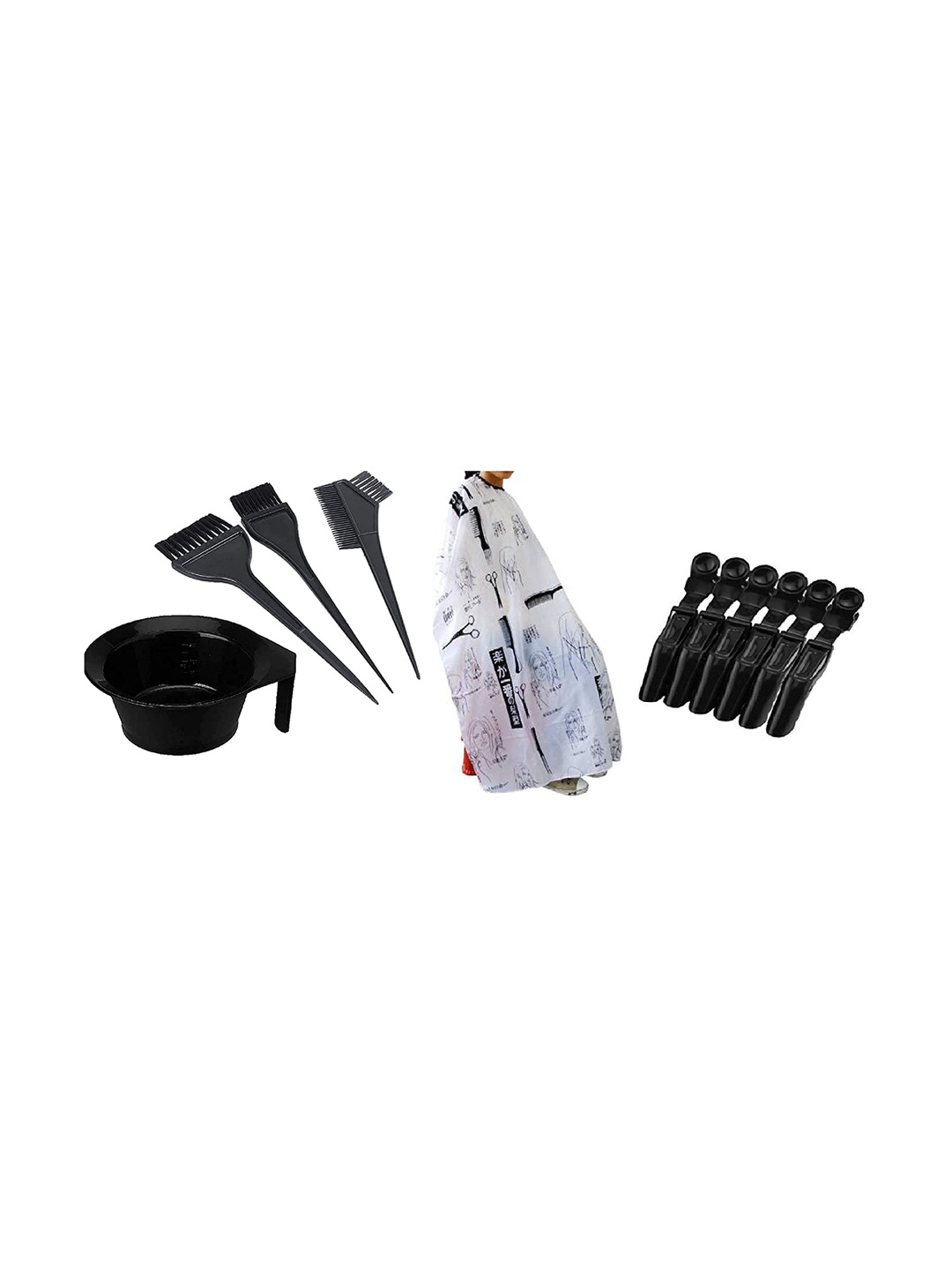 

Lonen Set Of 6 Apron, Bowl, Brush & Crocodile Clip, Black