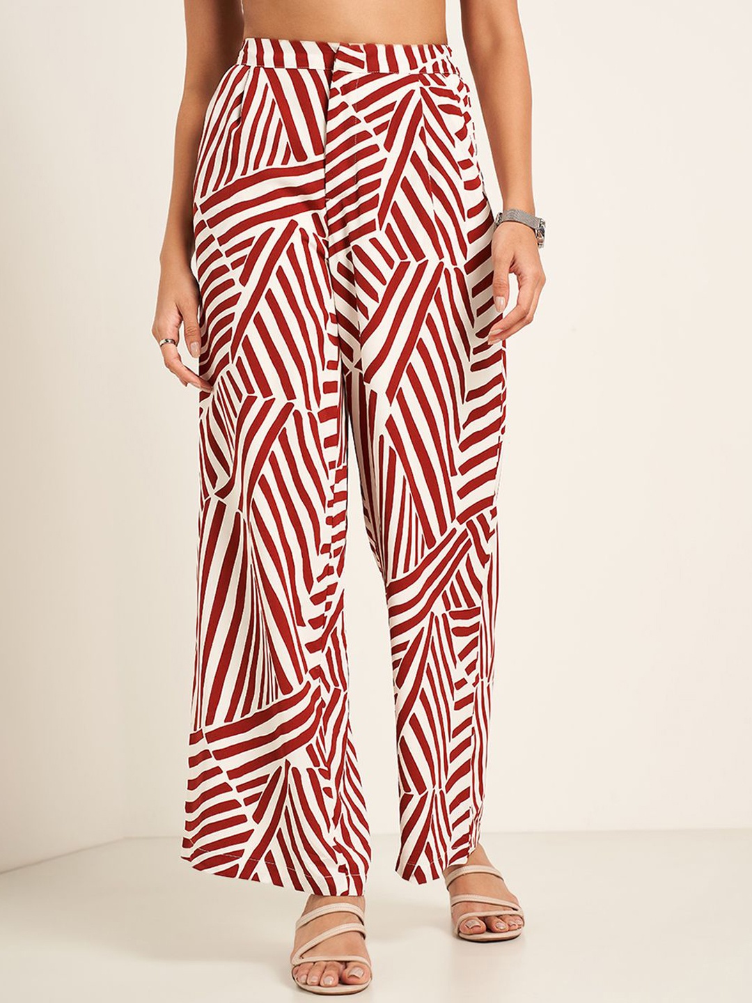 

Annabelle by Pantaloons Women Printed High-Rise Trousers, White