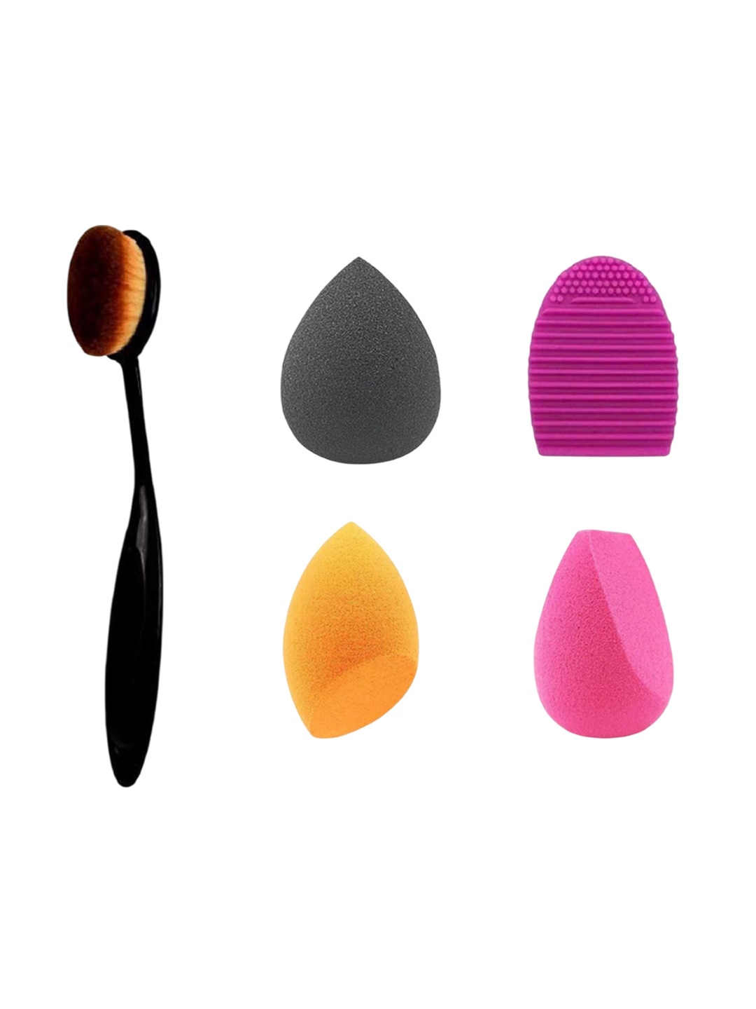 

Lenon Set Of 5 Oval Brush, Blender & Brush Cleaner, Pink