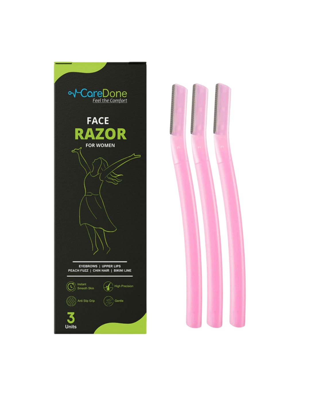 

CareDone Set Of 3 Pain Free & Safe Face Razor, Pink
