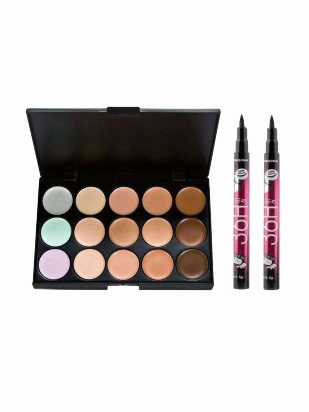 

Lenon Set Of 3 Quick Dry Long-lasting 15 Colour Contour Color & Black Eyeliners, Beige