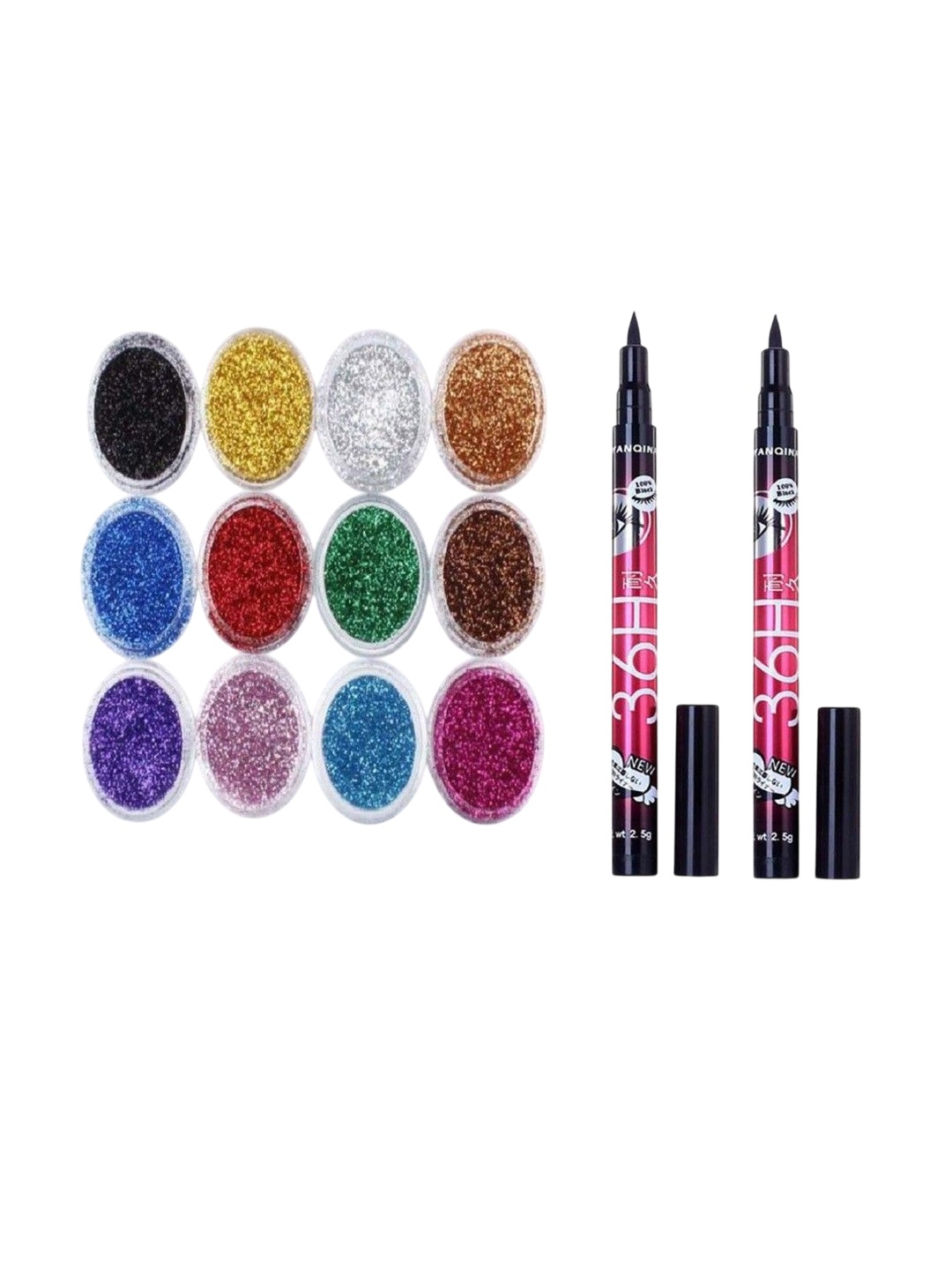 

Lenon Set Of 14 Glitter Eyeshadows With 36 Hrs Kajal - 2.5 g, Pink