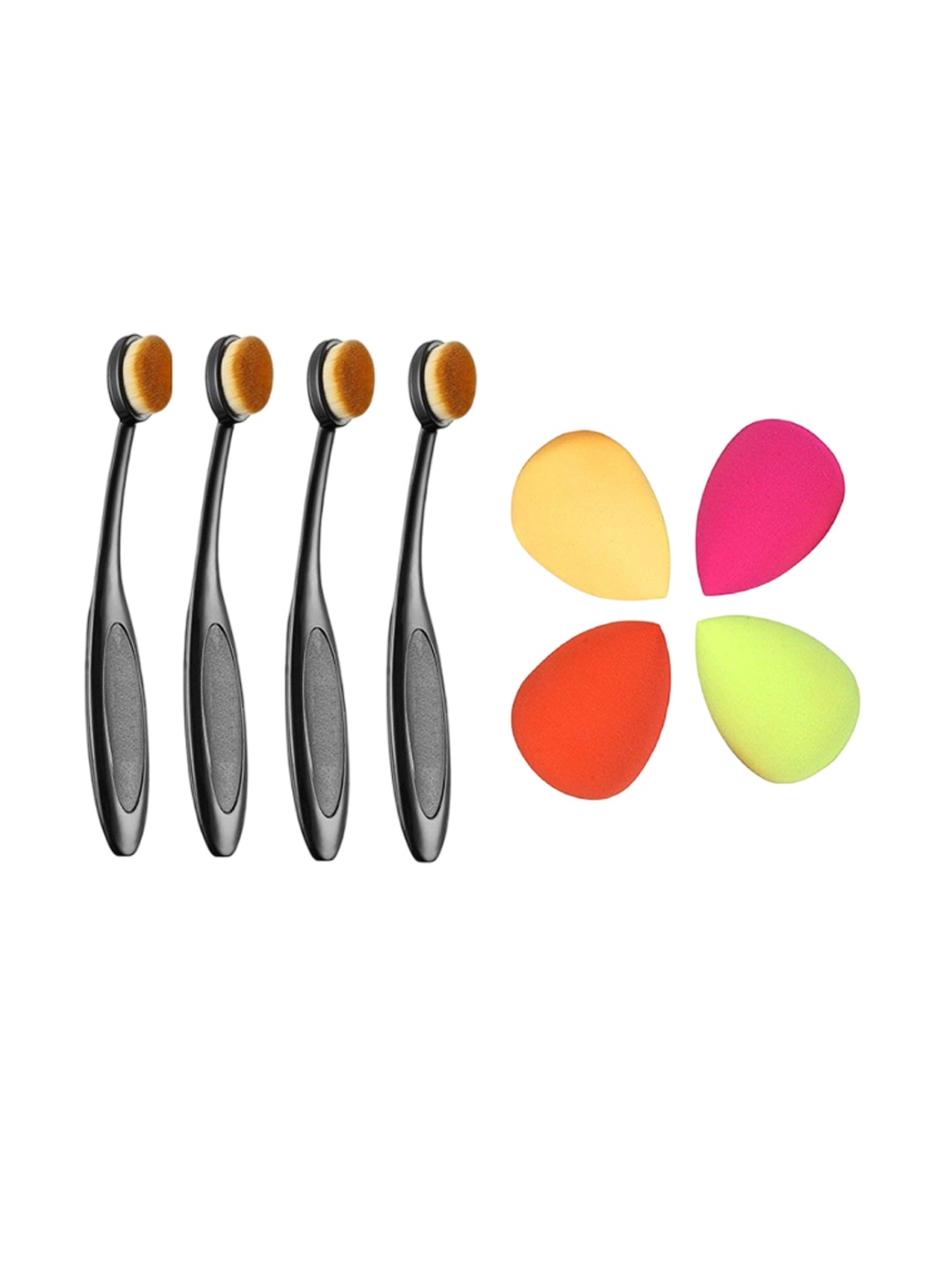 

Lenon Set Of 8 Long Lasting Oval Brush & Sponge Blender, Brown