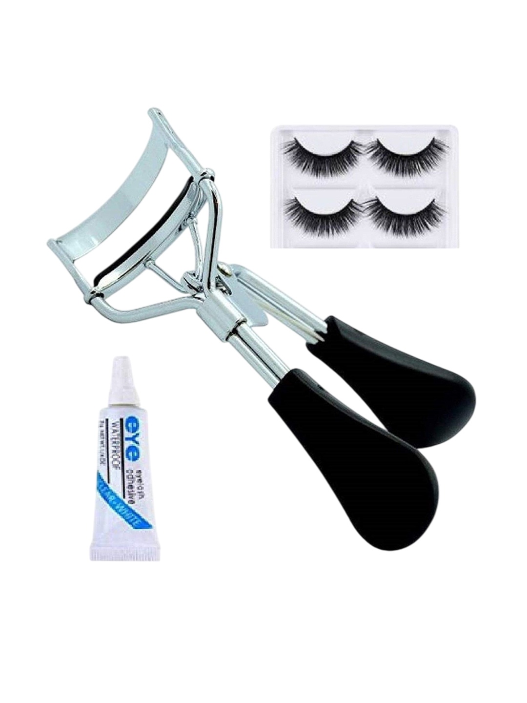 

Lenon Set Of 3 False Eyelashes With Curler & Glue, Black